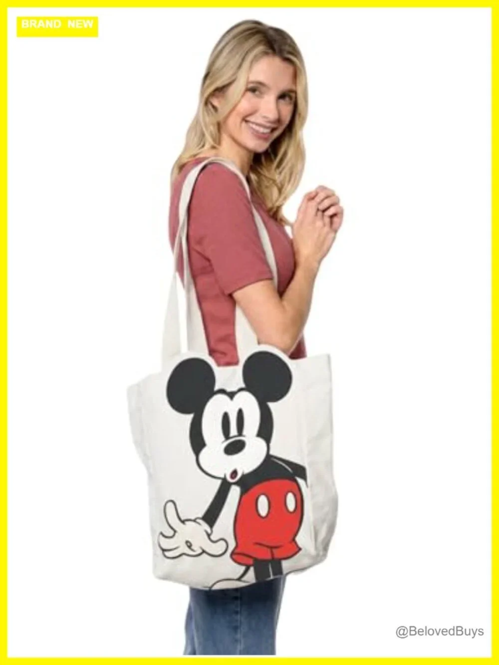 Disney Canvas Tote Bag with Character Prints - Large Shoulder Bag